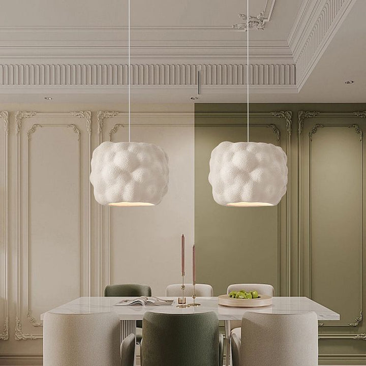 Lustre suspendu moderne minimaliste cylindrique irrégulier concave en polystyrène à haute densité à 1 lumière pour salon 