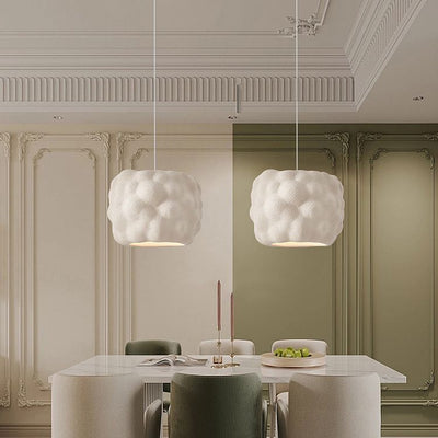 Lustre suspendu moderne minimaliste cylindrique irrégulier concave en polystyrène à haute densité à 1 lumière pour salon 