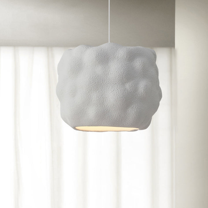 Lustre suspendu moderne minimaliste cylindrique irrégulier concave en polystyrène à haute densité à 1 lumière pour salon 