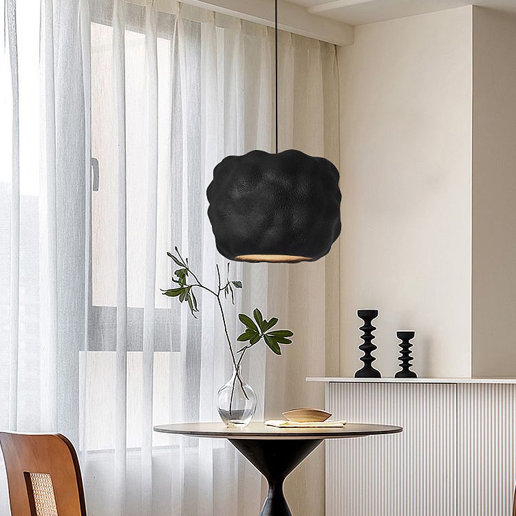 Lustre suspendu moderne minimaliste cylindrique irrégulier concave en polystyrène à haute densité à 1 lumière pour salon 