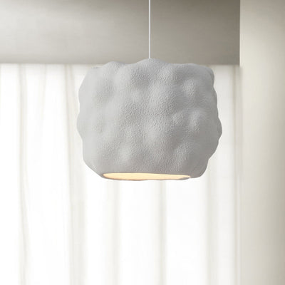Lustre suspendu moderne minimaliste cylindrique irrégulier concave en polystyrène à haute densité à 1 lumière pour salon 