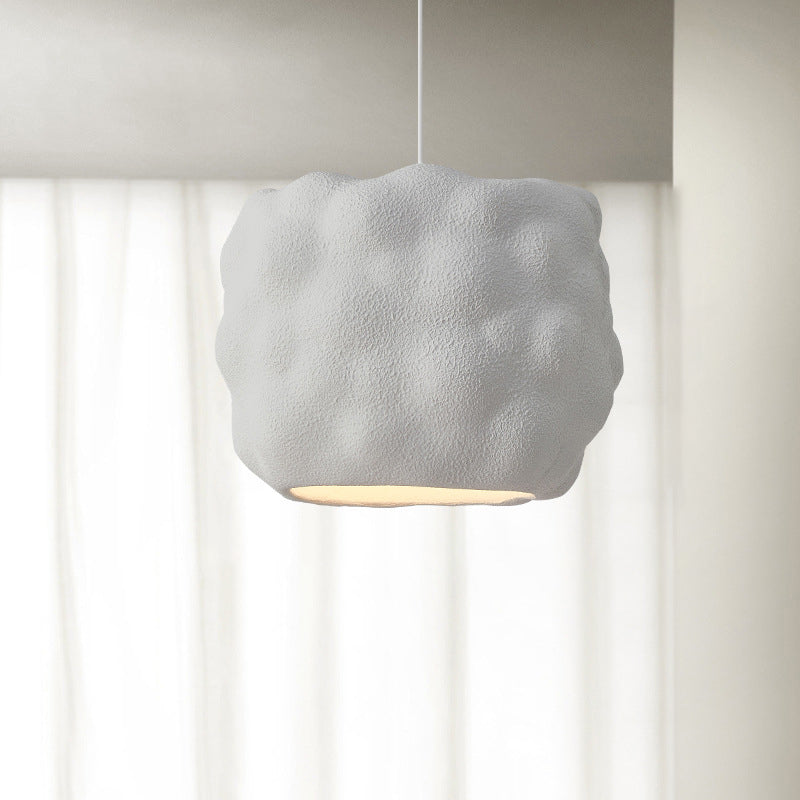 Lustre suspendu moderne minimaliste cylindrique irrégulier concave en polystyrène à haute densité à 1 lumière pour salon 