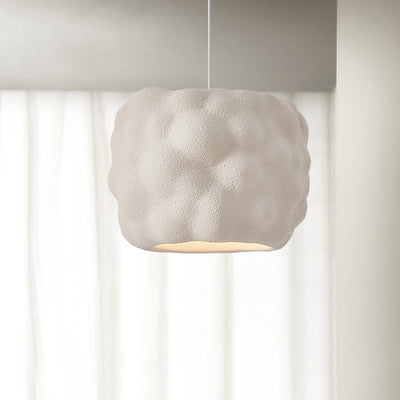 Lustre suspendu moderne minimaliste cylindrique irrégulier concave en polystyrène à haute densité à 1 lumière pour salon 