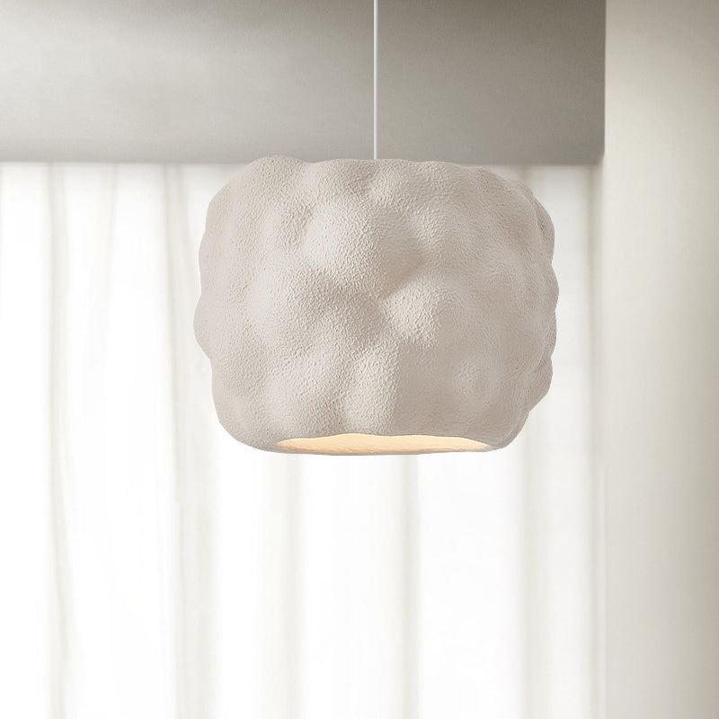 Lustre suspendu moderne minimaliste cylindrique irrégulier concave en polystyrène à haute densité à 1 lumière pour salon 