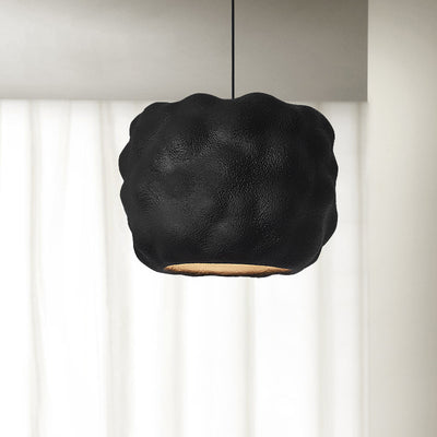 Lustre suspendu moderne minimaliste cylindrique irrégulier concave en polystyrène à haute densité à 1 lumière pour salon 