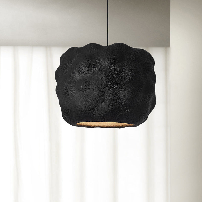 Lustre suspendu moderne minimaliste cylindrique irrégulier concave en polystyrène à haute densité à 1 lumière pour salon 