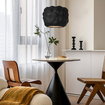 Lustre suspendu moderne minimaliste cylindrique irrégulier concave en polystyrène à haute densité à 1 lumière pour salon 
