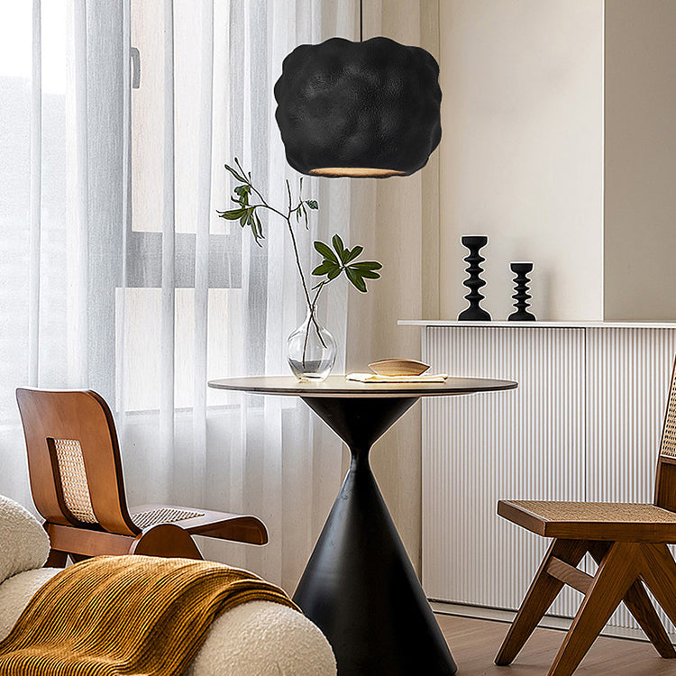 Lustre suspendu moderne minimaliste cylindrique irrégulier concave en polystyrène à haute densité à 1 lumière pour salon 