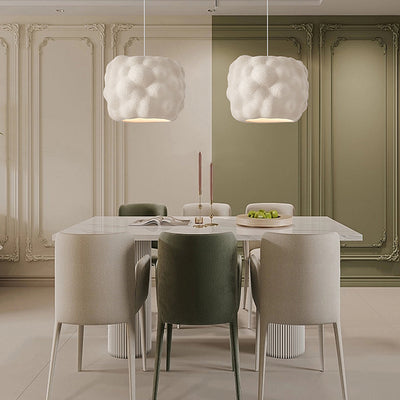 Lustre suspendu moderne minimaliste cylindrique irrégulier concave en polystyrène à haute densité à 1 lumière pour salon 
