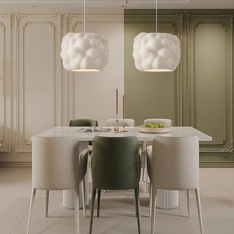 Lustre suspendu moderne minimaliste cylindrique irrégulier concave en polystyrène à haute densité à 1 lumière pour salon 