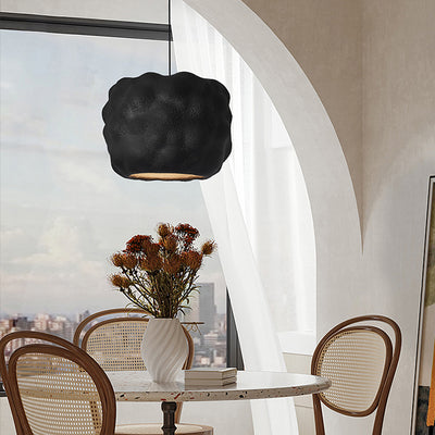 Lustre suspendu moderne minimaliste cylindrique irrégulier concave en polystyrène à haute densité à 1 lumière pour salon 