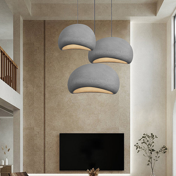 Zeitgenössische nordische ovale Bogen-Pendelleuchte aus hochdichtem Polystyrol mit 1 Licht für Wohnzimmer 