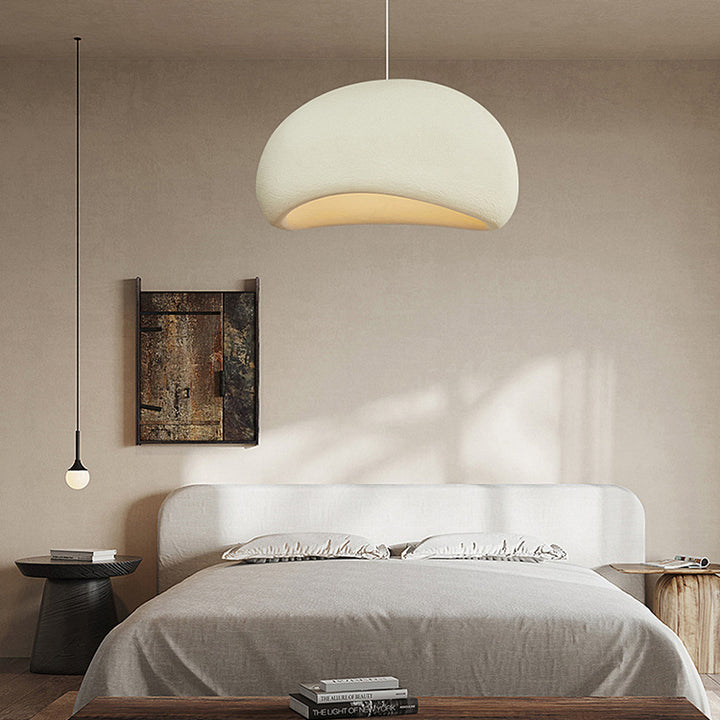 Zeitgenössische nordische ovale Bogen-Pendelleuchte aus hochdichtem Polystyrol mit 1 Licht für Wohnzimmer 