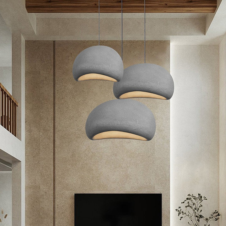 Zeitgenössische nordische ovale Bogen-Pendelleuchte aus hochdichtem Polystyrol mit 1 Licht für Wohnzimmer 
