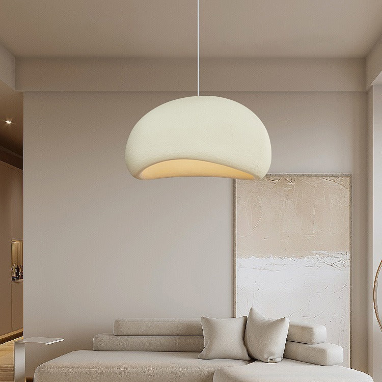 Zeitgenössische nordische ovale Bogen-Pendelleuchte aus hochdichtem Polystyrol mit 1 Licht für Wohnzimmer 
