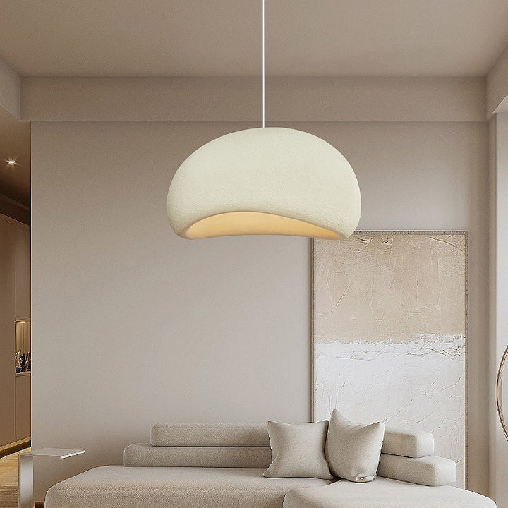 Zeitgenössische nordische ovale Bogen-Pendelleuchte aus hochdichtem Polystyrol mit 1 Licht für Wohnzimmer 