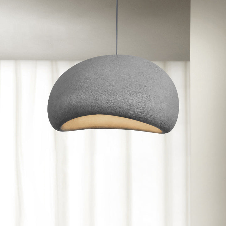 Zeitgenössische nordische ovale Bogen-Pendelleuchte aus hochdichtem Polystyrol mit 1 Licht für Wohnzimmer 
