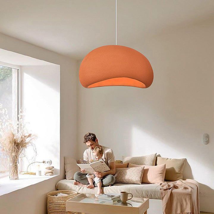Zeitgenössische nordische ovale Bogen-Pendelleuchte aus hochdichtem Polystyrol mit 1 Licht für Wohnzimmer 