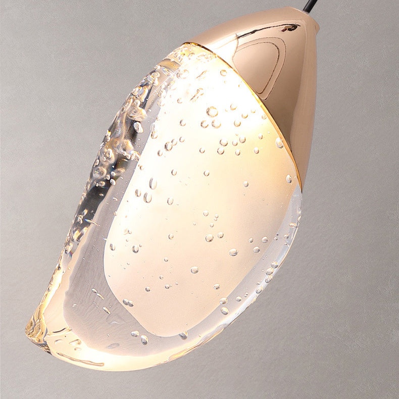 Lámpara colgante LED de cristal con hardware ovalado irregular minimalista moderno para dormitorio 