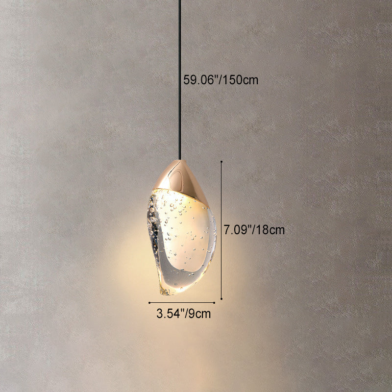 Lámpara colgante LED de cristal con hardware ovalado irregular minimalista moderno para dormitorio 