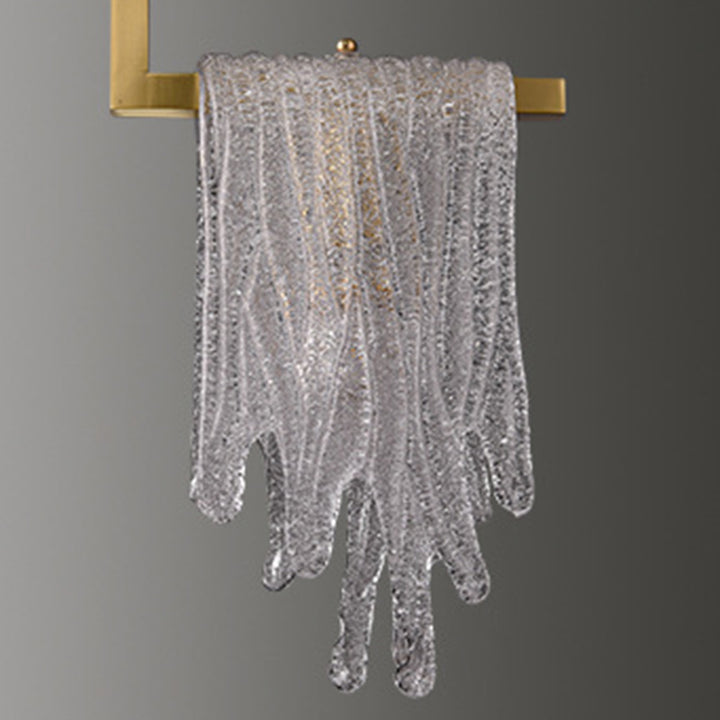 Lámpara colgante contemporánea nórdica de forma rectangular de cascada de cobre y vidrio con 1 luz para dormitorio 