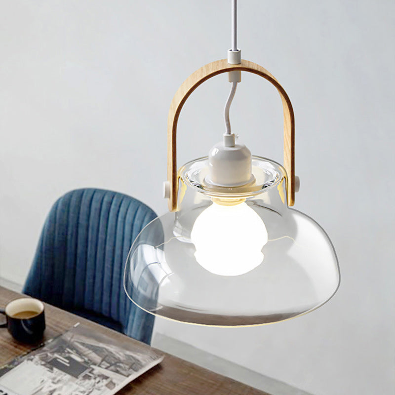 Contemporary Nordic Round Clear Shade Iron Glass 1-Light Pendant Light For Living Room