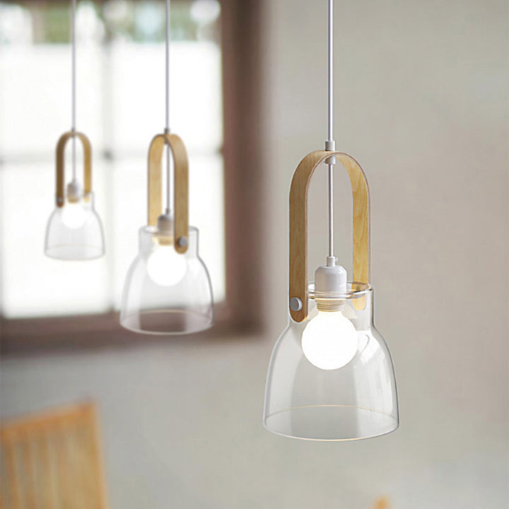 Contemporary Nordic Round Clear Shade Iron Glass 1-Light Pendant Light For Living Room