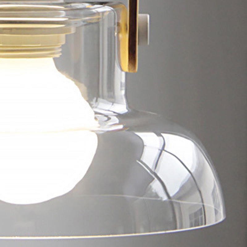 Contemporary Nordic Round Clear Shade Iron Glass 1-Light Pendant Light For Living Room