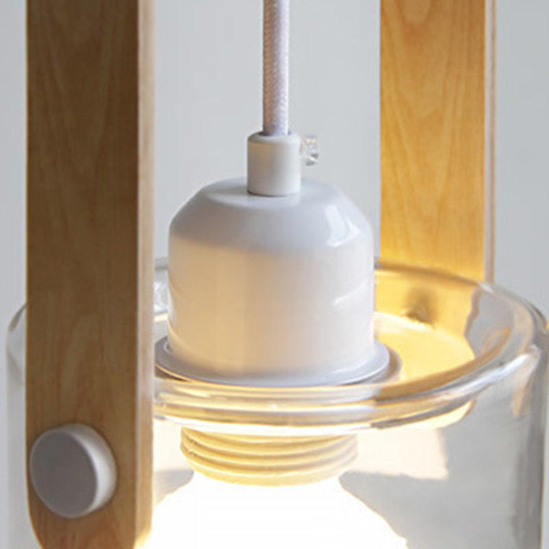 Contemporary Nordic Round Clear Shade Iron Glass 1-Light Pendant Light For Living Room