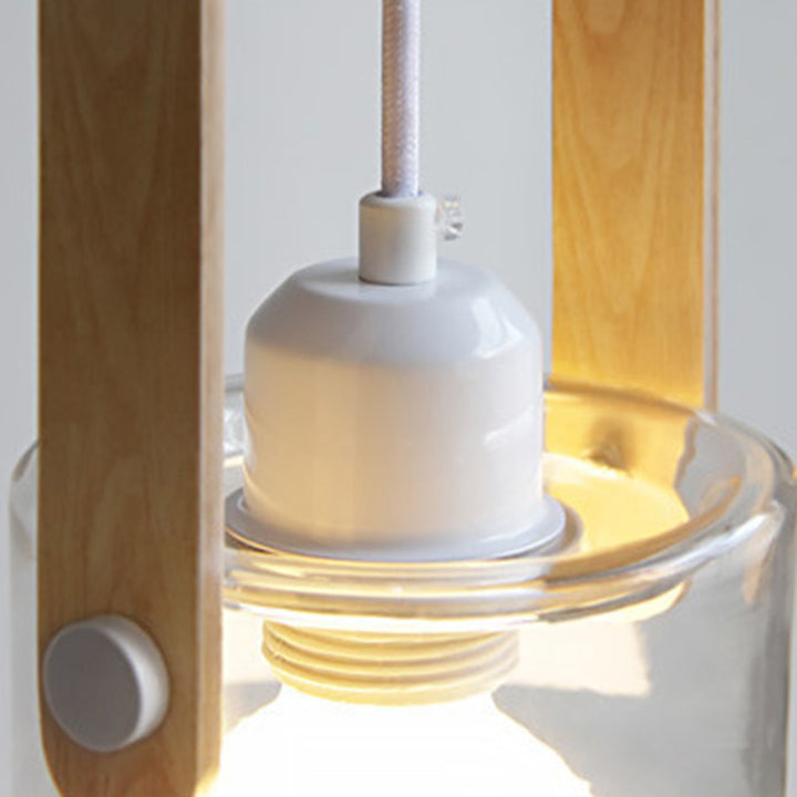 Contemporary Nordic Round Clear Shade Iron Glass 1-Light Pendant Light For Living Room