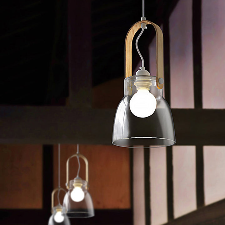Contemporary Nordic Round Clear Shade Iron Glass 1-Light Pendant Light For Living Room
