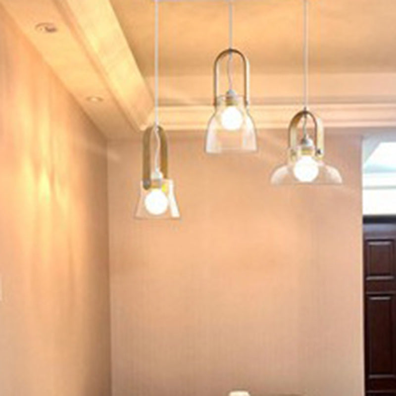 Contemporary Nordic Round Clear Shade Iron Glass 1-Light Pendant Light For Living Room