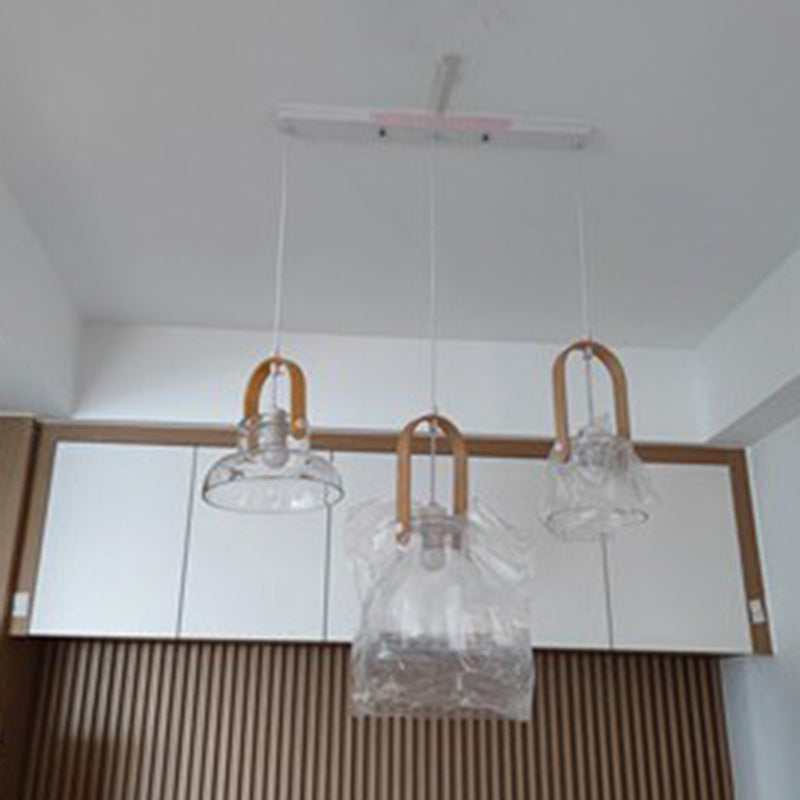 Contemporary Nordic Round Clear Shade Iron Glass 1-Light Pendant Light For Living Room