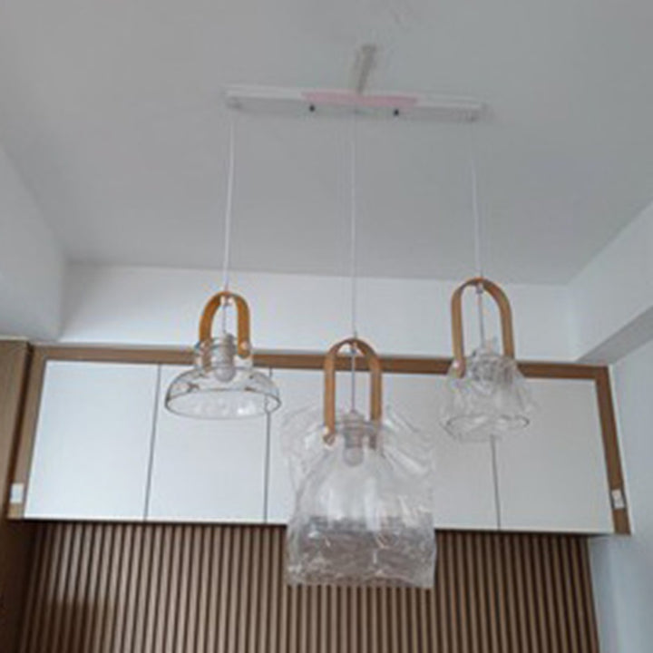 Contemporary Nordic Round Clear Shade Iron Glass 1-Light Pendant Light For Living Room