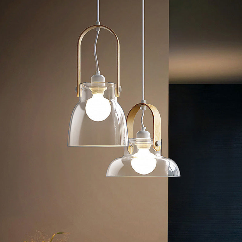 Contemporary Nordic Round Clear Shade Iron Glass 1-Light Pendant Light For Living Room