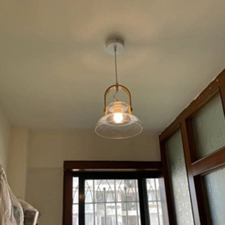 Contemporary Nordic Round Clear Shade Iron Glass 1-Light Pendant Light For Living Room