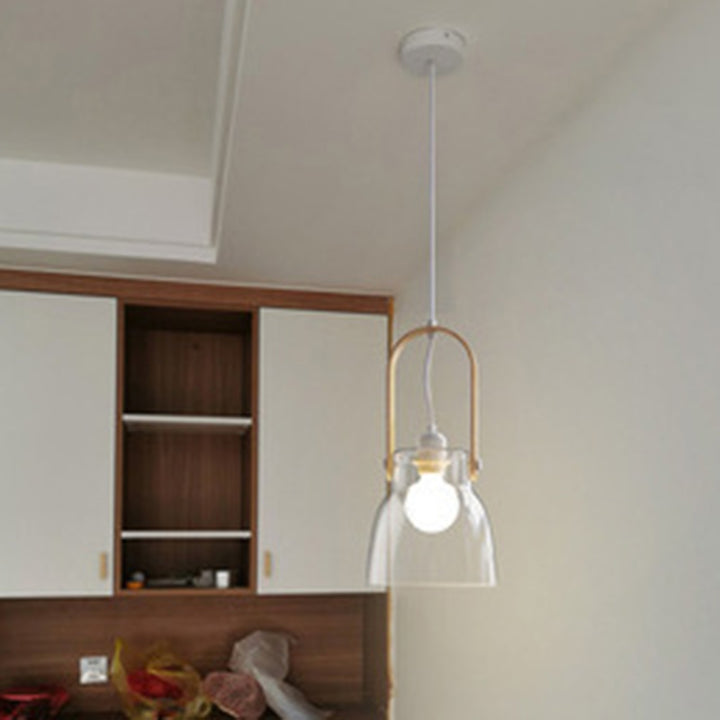 Contemporary Nordic Round Clear Shade Iron Glass 1-Light Pendant Light For Living Room