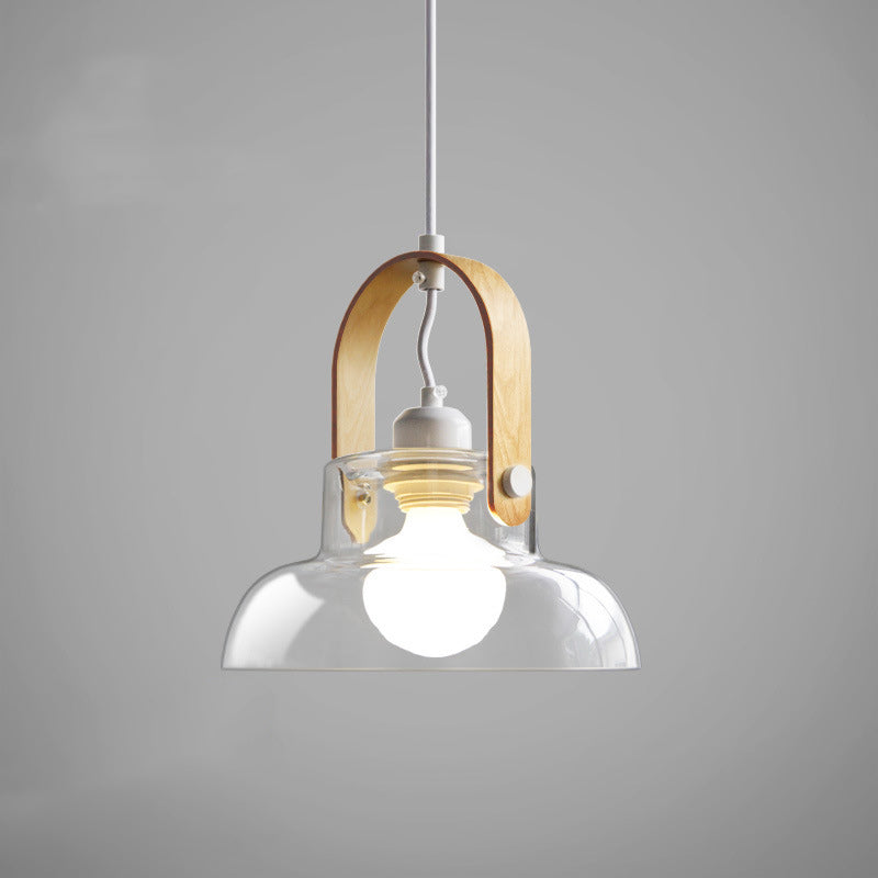 Contemporary Nordic Round Clear Shade Iron Glass 1-Light Pendant Light For Living Room