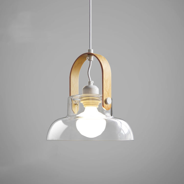 Contemporary Nordic Round Clear Shade Iron Glass 1-Light Pendant Light For Living Room