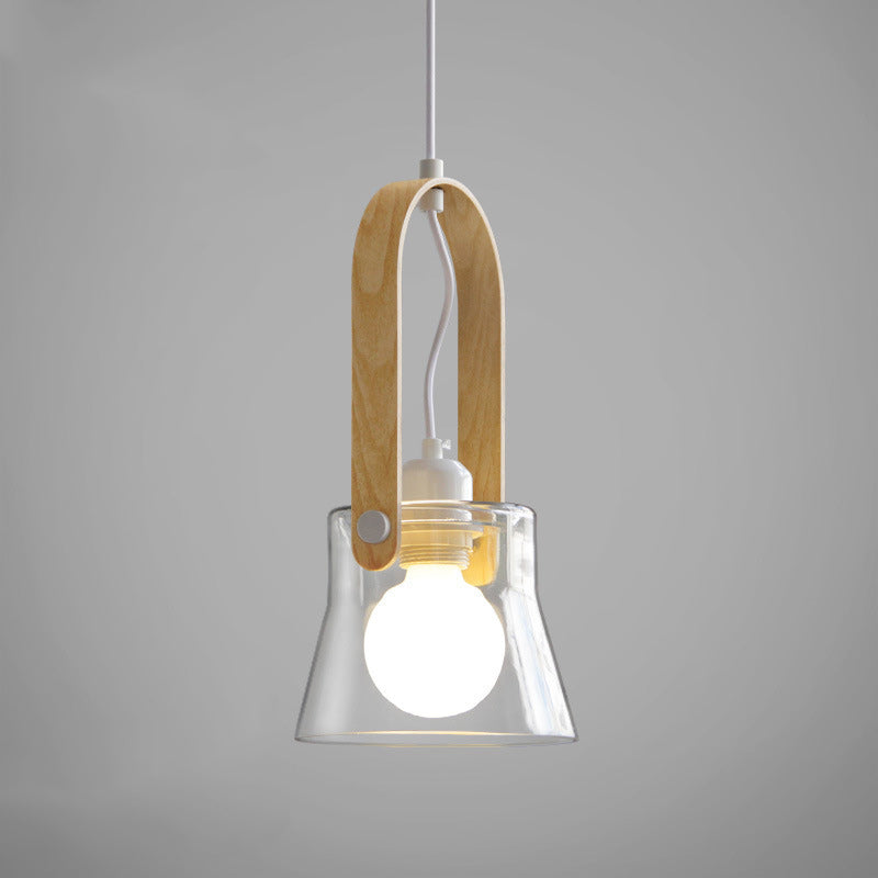 Contemporary Nordic Round Clear Shade Iron Glass 1-Light Pendant Light For Living Room