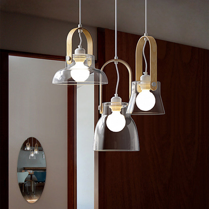 Contemporary Nordic Round Clear Shade Iron Glass 1-Light Pendant Light For Living Room