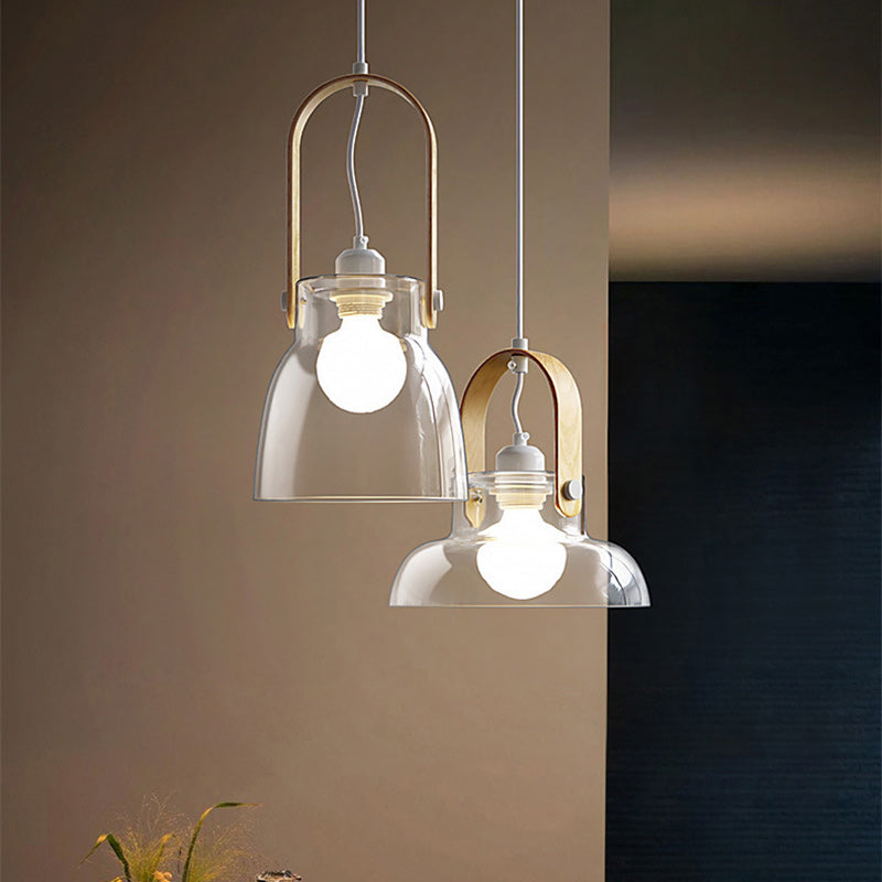 Contemporary Nordic Round Clear Shade Iron Glass 1-Light Pendant Light For Living Room
