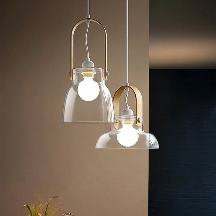 Contemporary Nordic Round Clear Shade Iron Glass 1-Light Pendant Light For Living Room