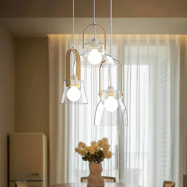 Contemporary Nordic Round Clear Shade Iron Glass 1-Light Pendant Light For Living Room
