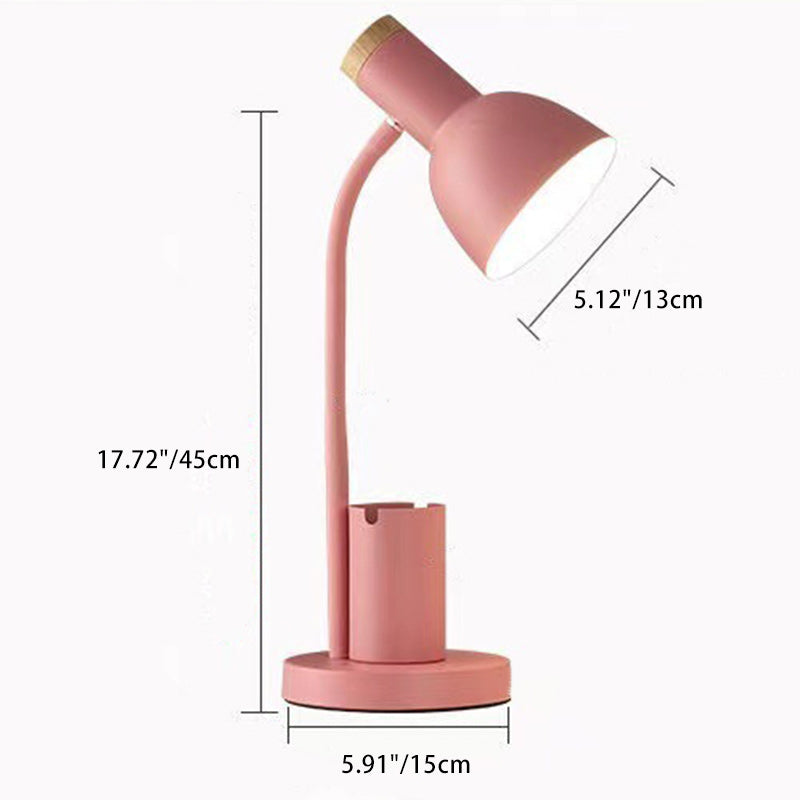 Lampe de table 1 lumière moderne minimaliste en forme de corne ronde avec porte-stylo en fer et silicone pour chambre 