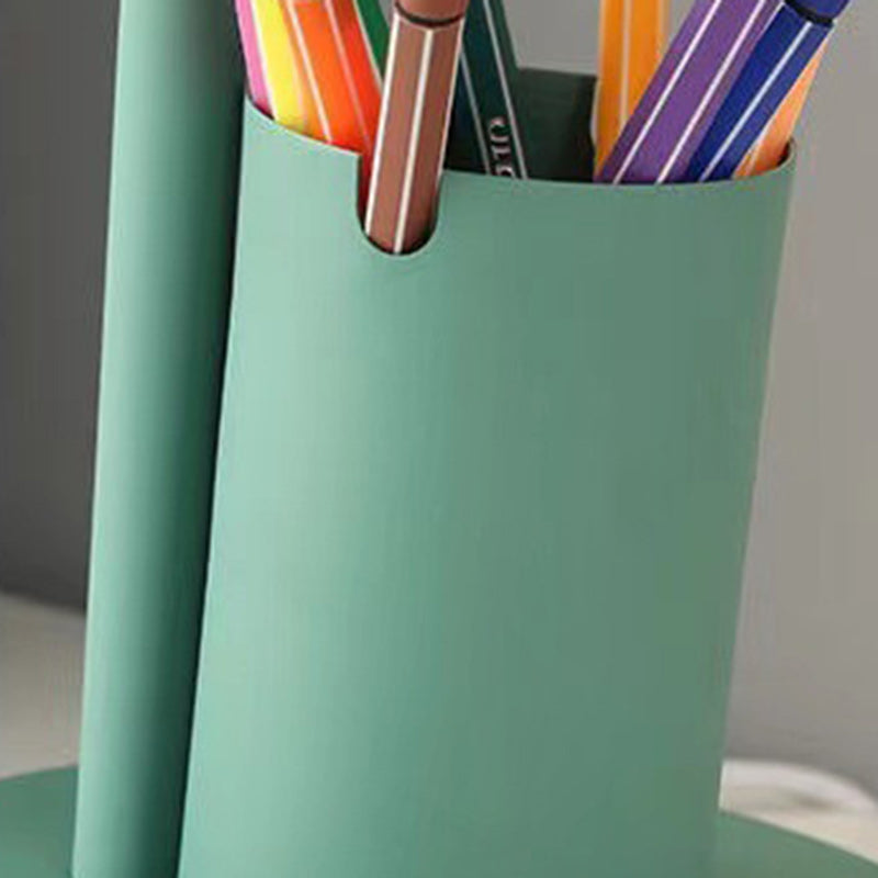 Lampe de table 1 lumière moderne minimaliste en forme de corne ronde avec porte-stylo en fer et silicone pour chambre 