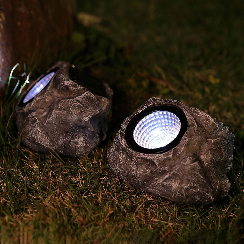Lumière de paysage de pelouse LED en résine plastique en forme de pierre imperméable solaire Art Déco moderne pour jardin 
