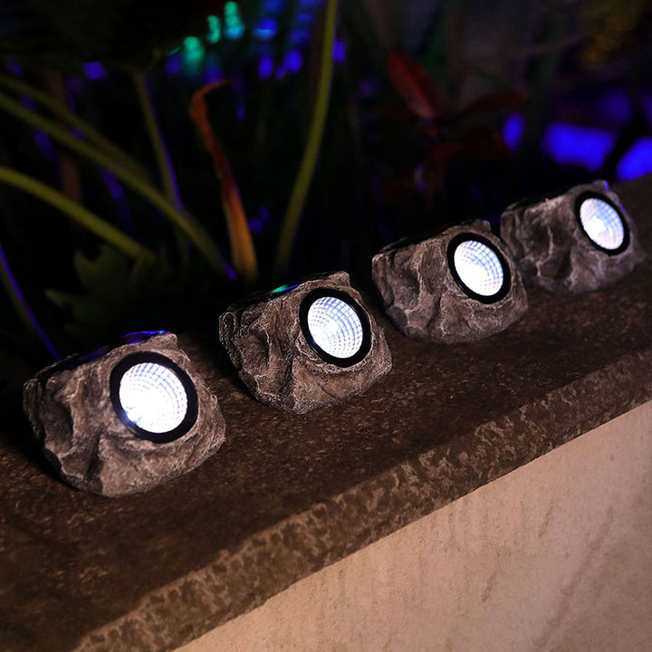 Lumière de paysage de pelouse LED en résine plastique en forme de pierre imperméable solaire Art Déco moderne pour jardin 
