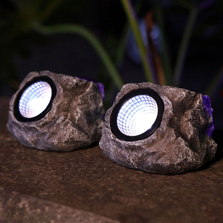 Lumière de paysage de pelouse LED en résine plastique en forme de pierre imperméable solaire Art Déco moderne pour jardin 