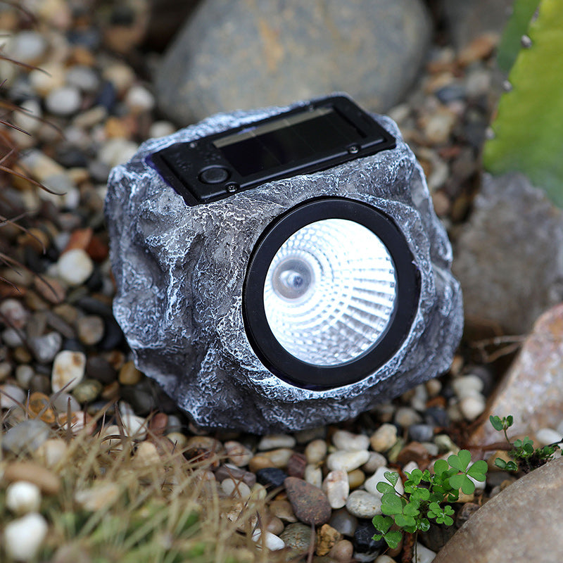 Lumière de paysage de pelouse LED en résine plastique en forme de pierre imperméable solaire Art Déco moderne pour jardin 